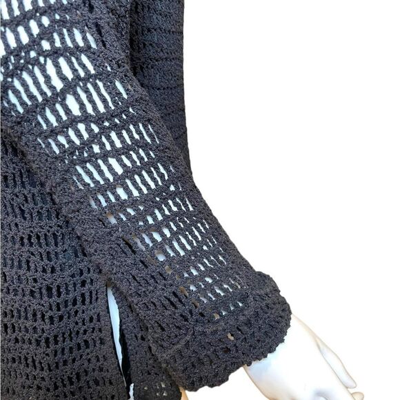 Vintage Crochet Long Sleeve Sweater Black Large - Picture 7 of 16